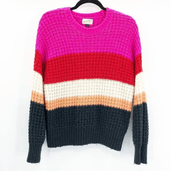 Universal Thread Women's Pink Colorblock Thick Knit Oversized Sweater Size XS - Picture 2 of 6